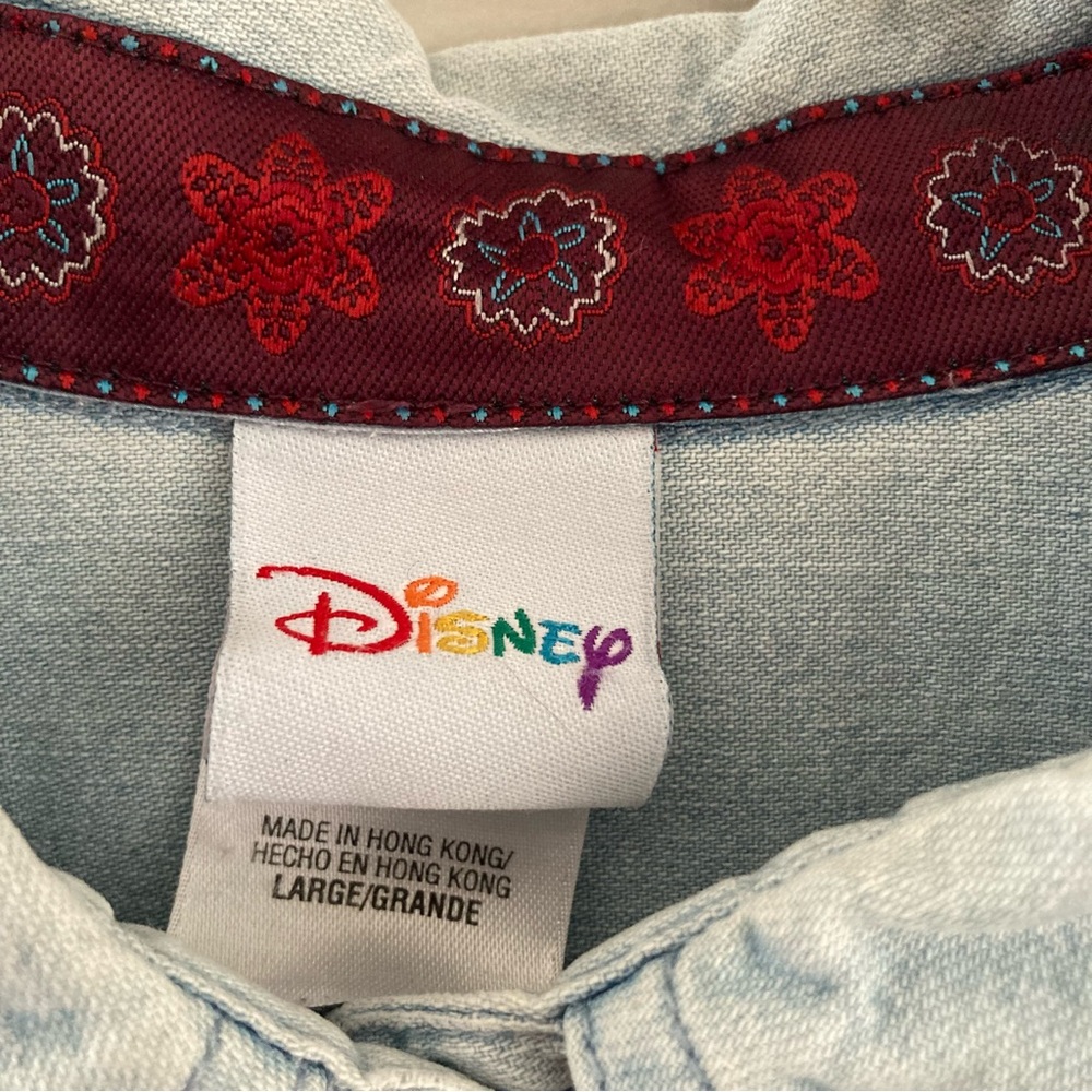 Vintage Disney Mickey Minnie Mouse denim cotton shirt button up large top - Picture 4 of 8